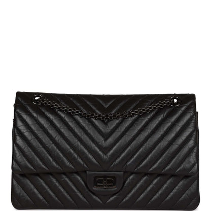 Chanel 226 Reissue 2.55 SO Black Chevron Calfskin Black Hardware