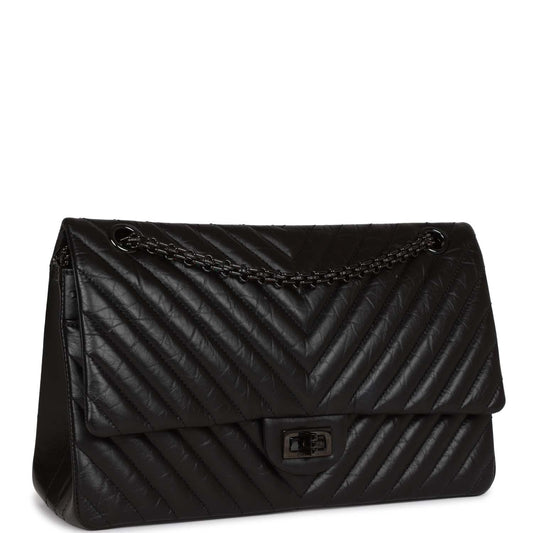 Chanel 226 Reissue 2.55 SO Black Chevron Calfskin Black Hardware
