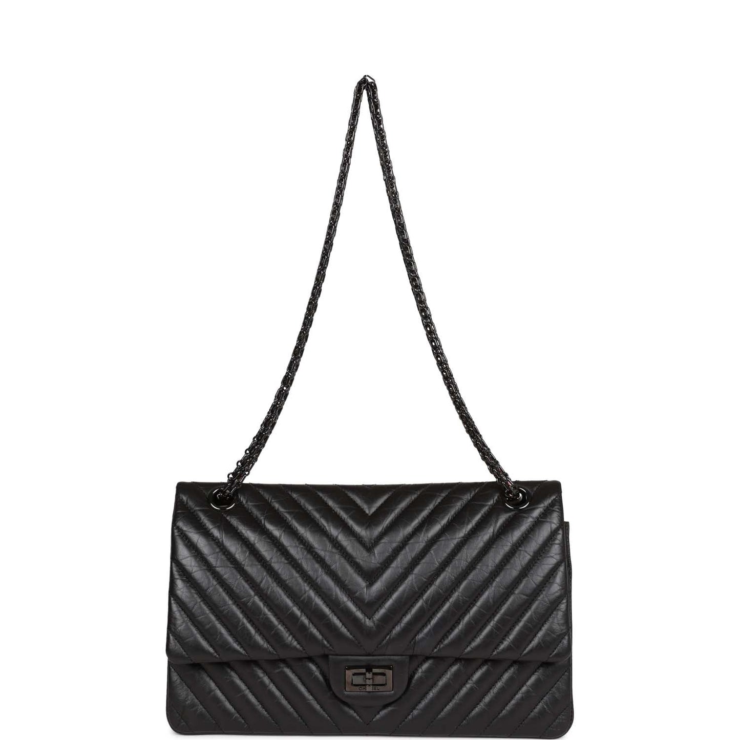 Chanel 226 Reissue 2.55 SO Black Chevron Calfskin Black Hardware