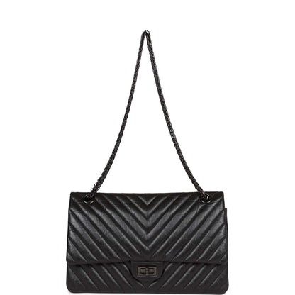 Chanel 226 Reissue 2.55 SO Black Chevron Calfskin Black Hardware