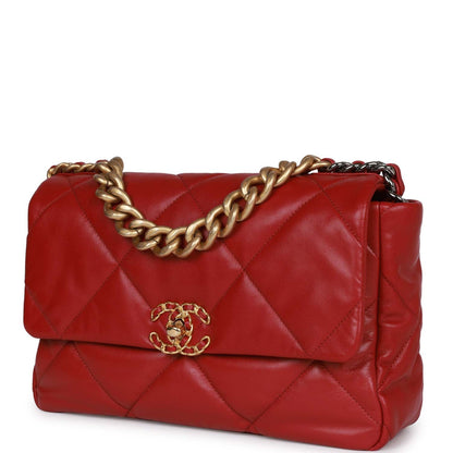 Chanel Medium 19 Flap Bag Red Calfskin Mixed Hardware