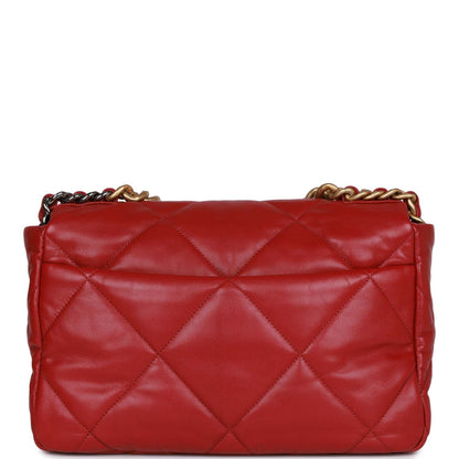Chanel Medium 19 Flap Bag Red Calfskin Mixed Hardware