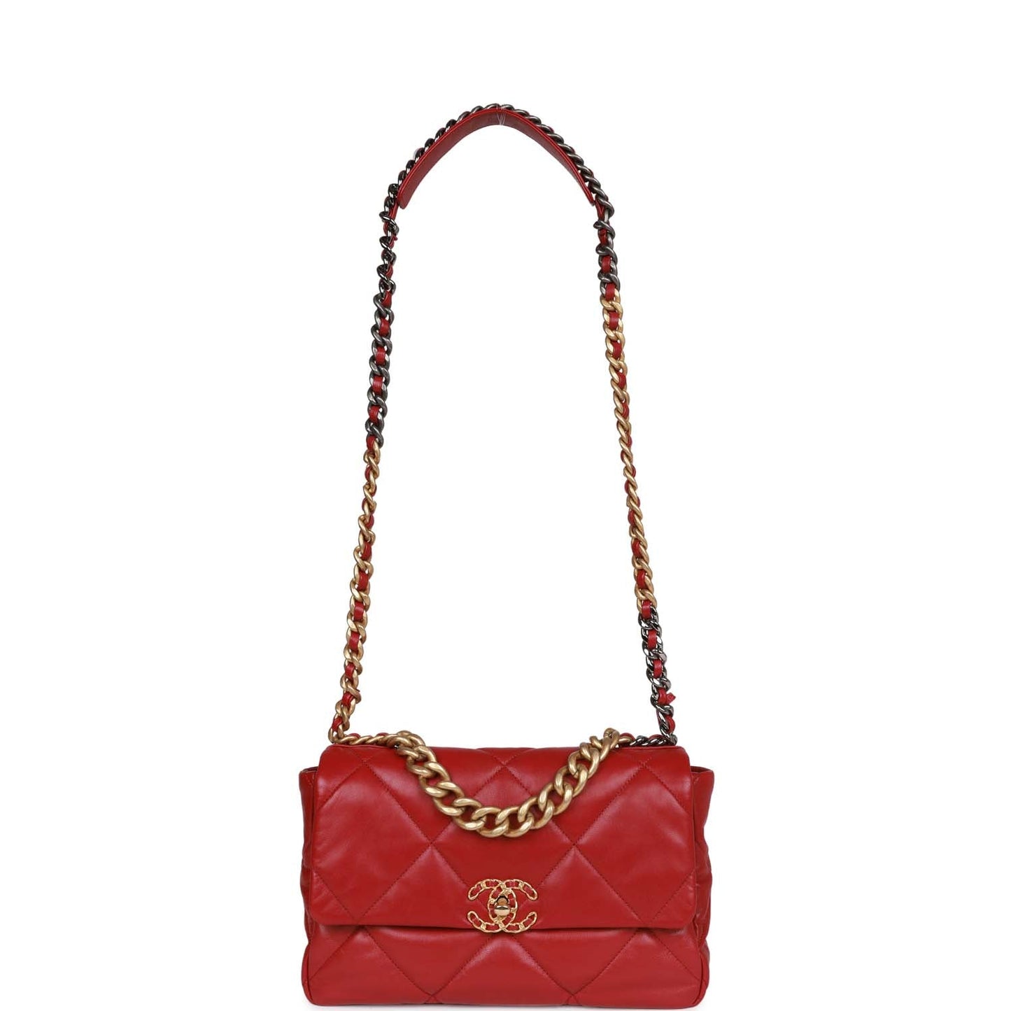 Chanel Medium 19 Flap Bag Red Calfskin Mixed Hardware