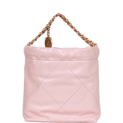 Chanel Mini 22 Bag Pink Calfskin Gold Hardware