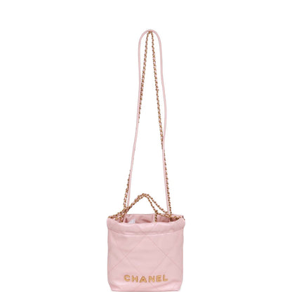 Chanel Mini 22 Bag Pink Calfskin Gold Hardware
