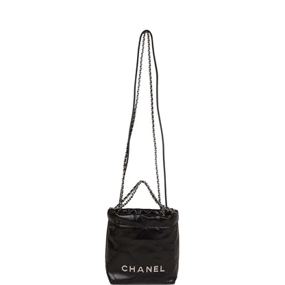 Chanel Mini 22 Bag Black Calfskin Silver Hardware