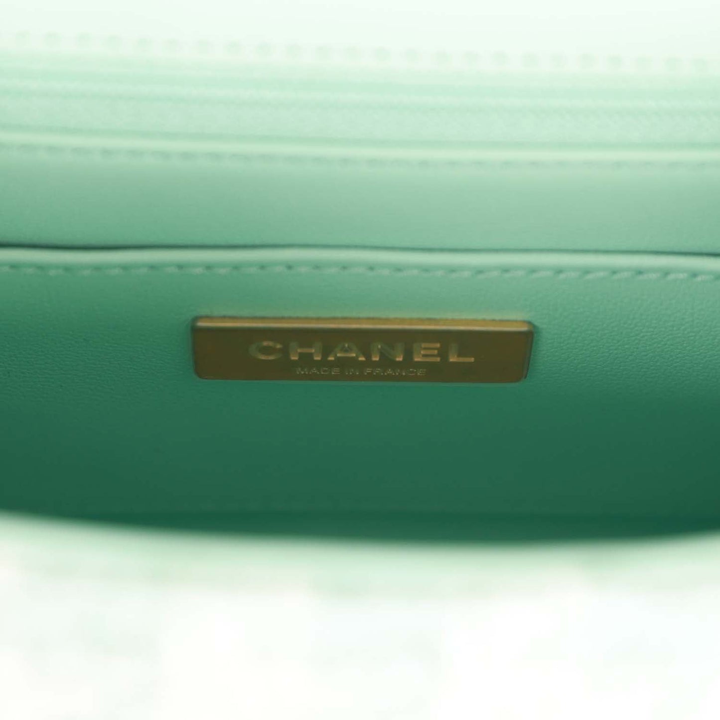 Chanel Mini Square Flap with Top Handle Turquoise and Ecru Tweed Antique Gold Hardware