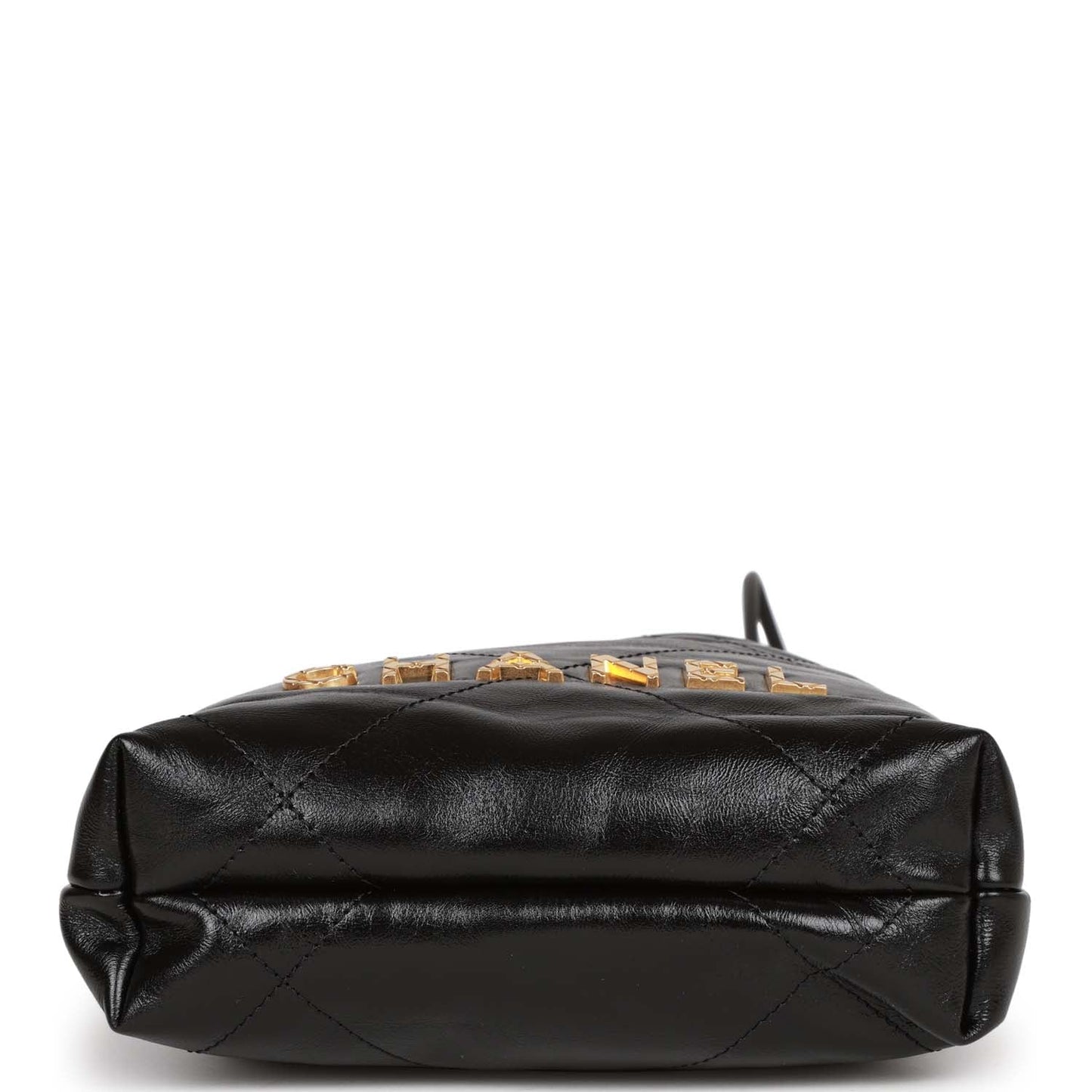 Chanel Mini 22 Bag Black Calfskin and Pearl Antique Gold Hardware