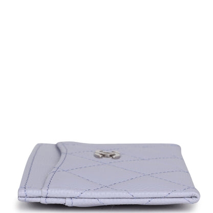 Chanel Card Holder Wallet Lilac Caviar Silver Hardware