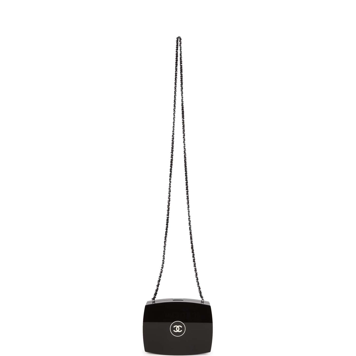 Chanel Minaudiere Compact Clutch Black Acrylic Silver Hardware
