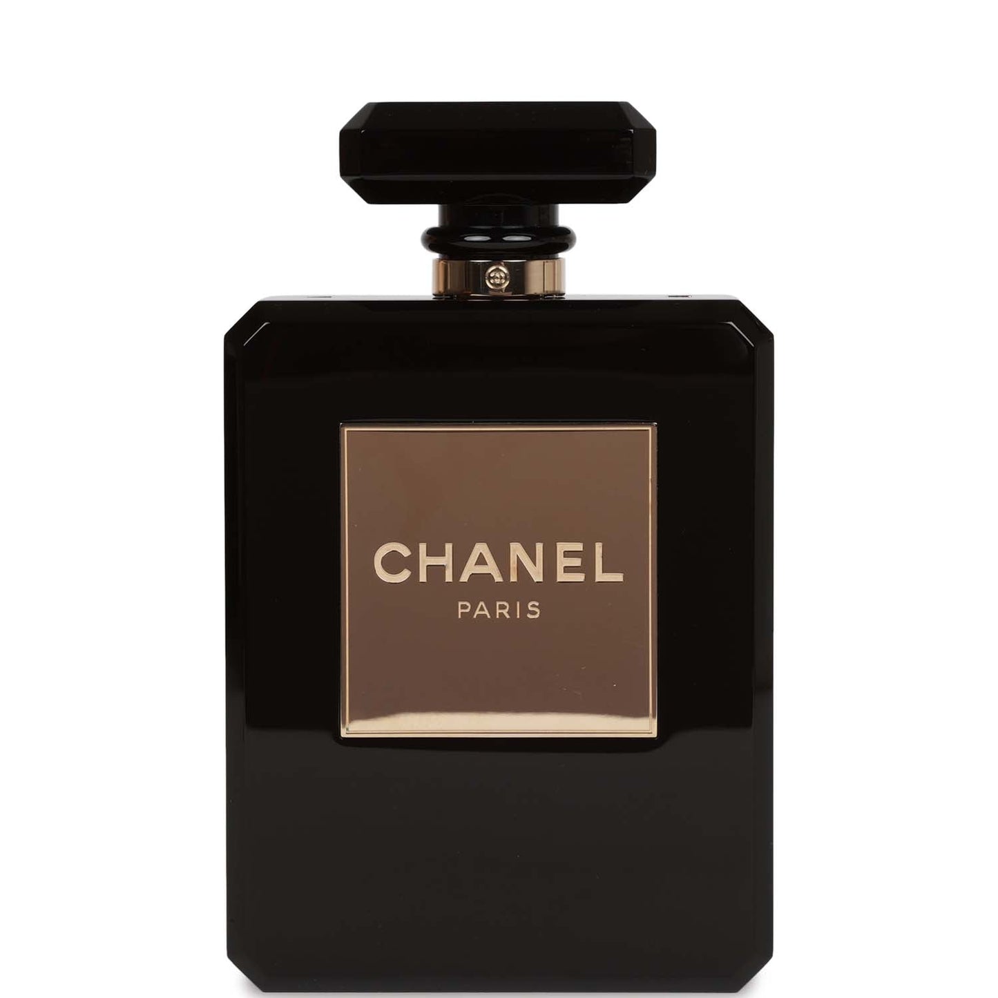 Chanel Minaudiere Perfume Clutch Black Acrylic Light Gold Hardware