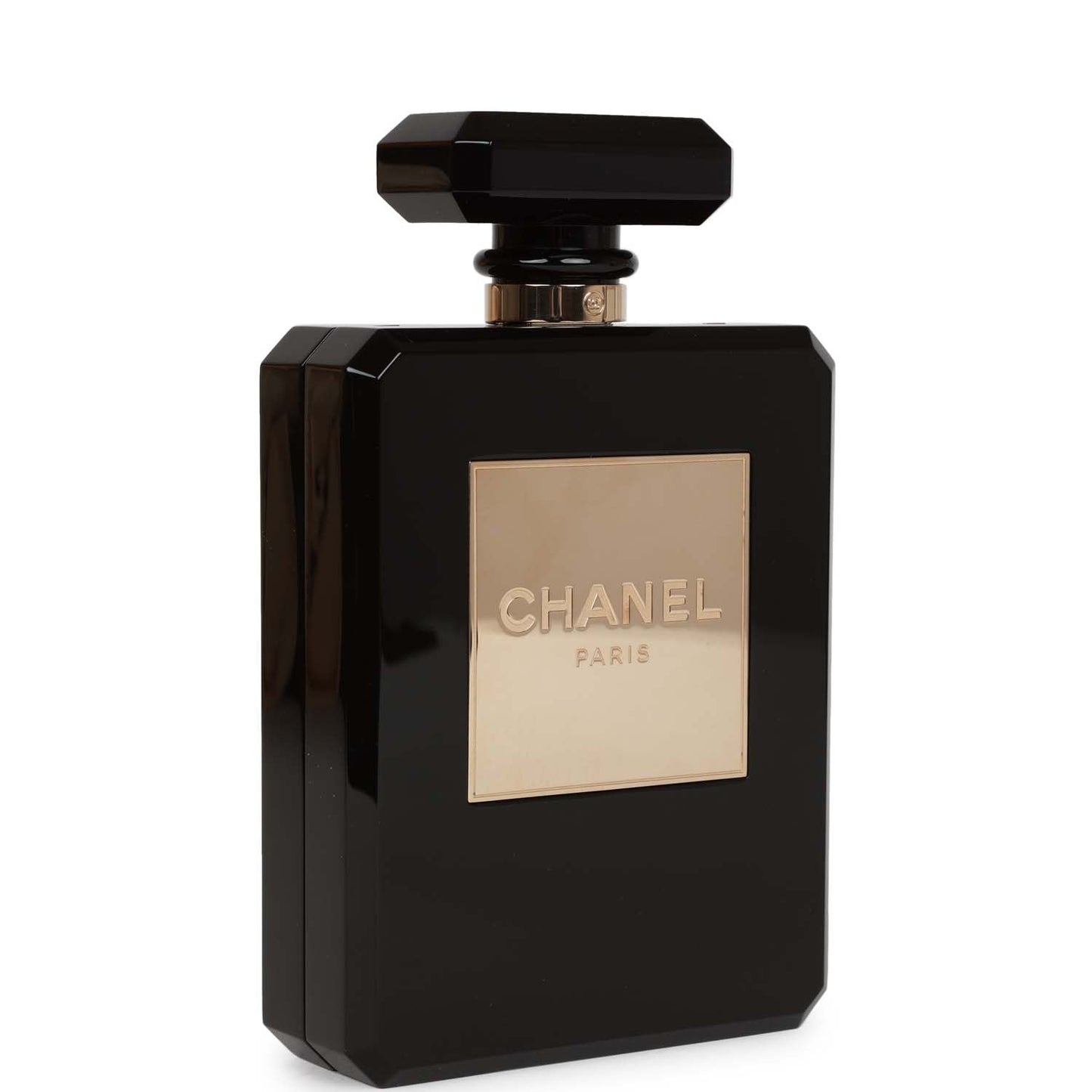 Chanel Minaudiere Perfume Clutch Black Acrylic Light Gold Hardware