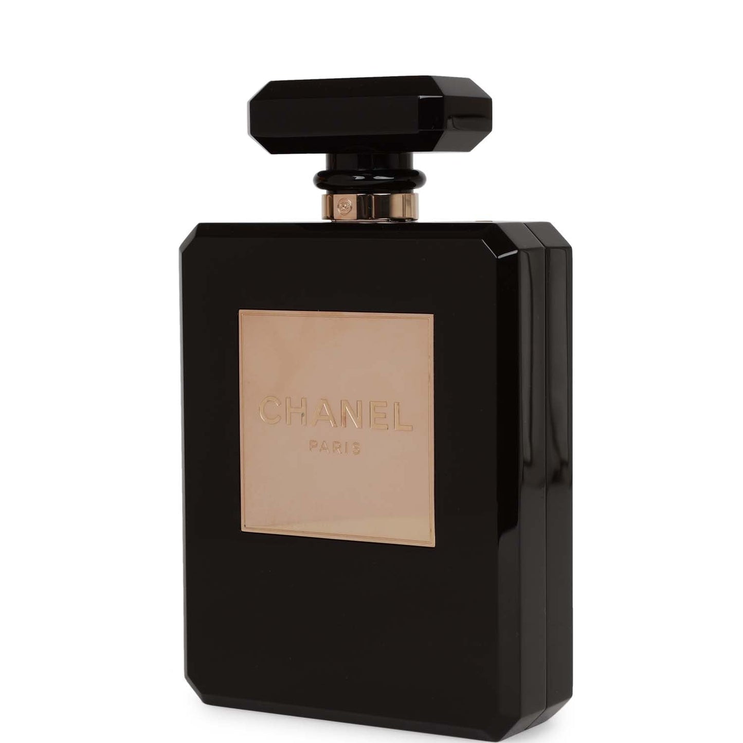 Chanel Minaudiere Perfume Clutch Black Acrylic Light Gold Hardware