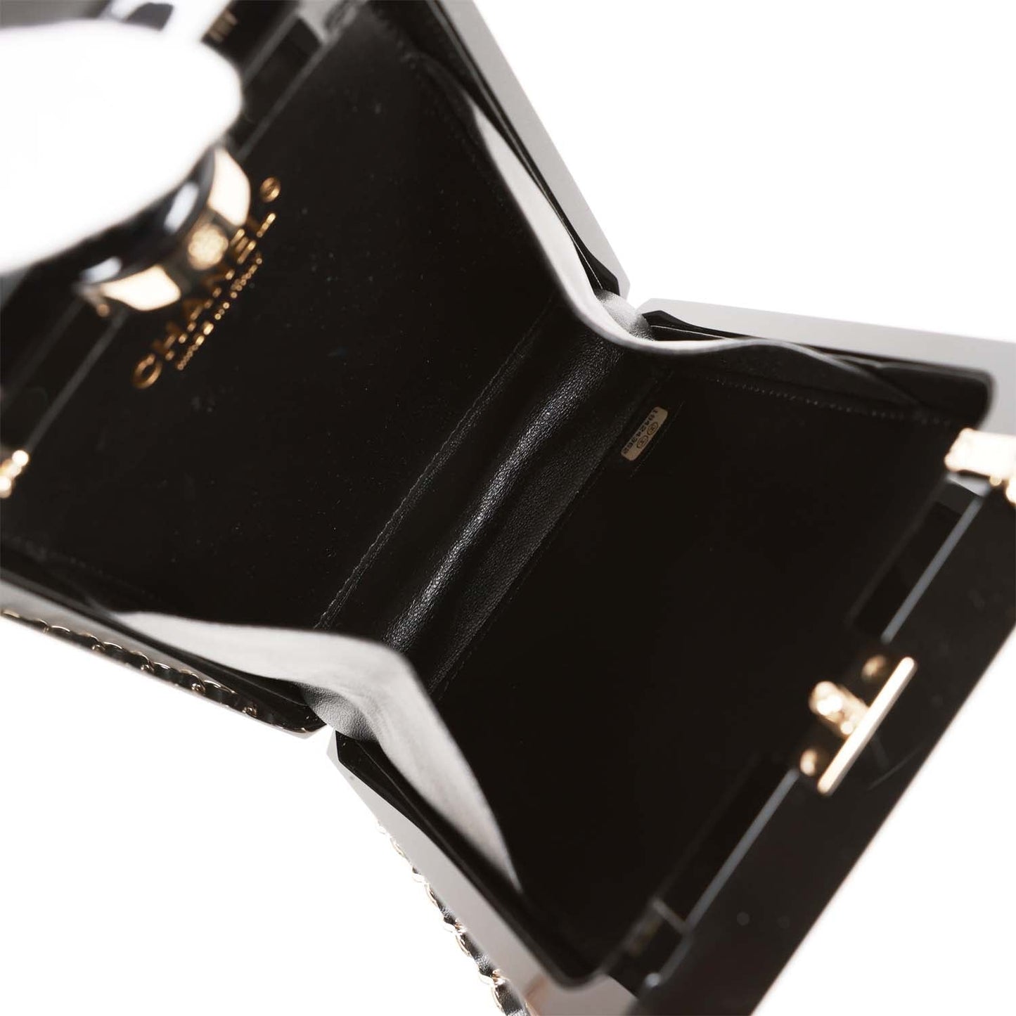 Chanel Minaudiere Perfume Clutch Black Acrylic Light Gold Hardware