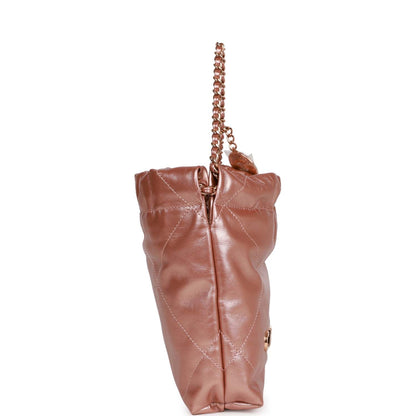 Chanel Mini 22 Bag Rose Gold Iridescent Calfskin Rose Gold Hardware