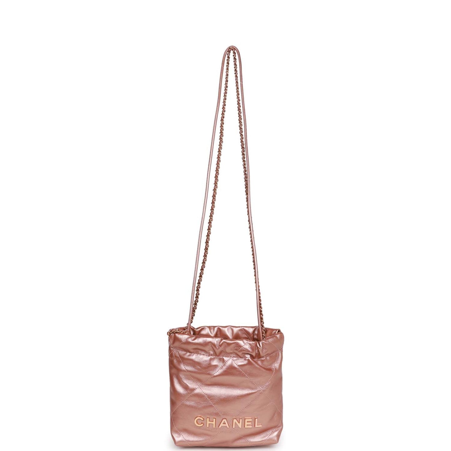 Chanel Mini 22 Bag Rose Gold Iridescent Calfskin Rose Gold Hardware