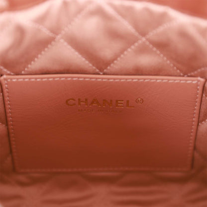 Chanel Mini 22 Bag Rose Gold Iridescent Calfskin Rose Gold Hardware