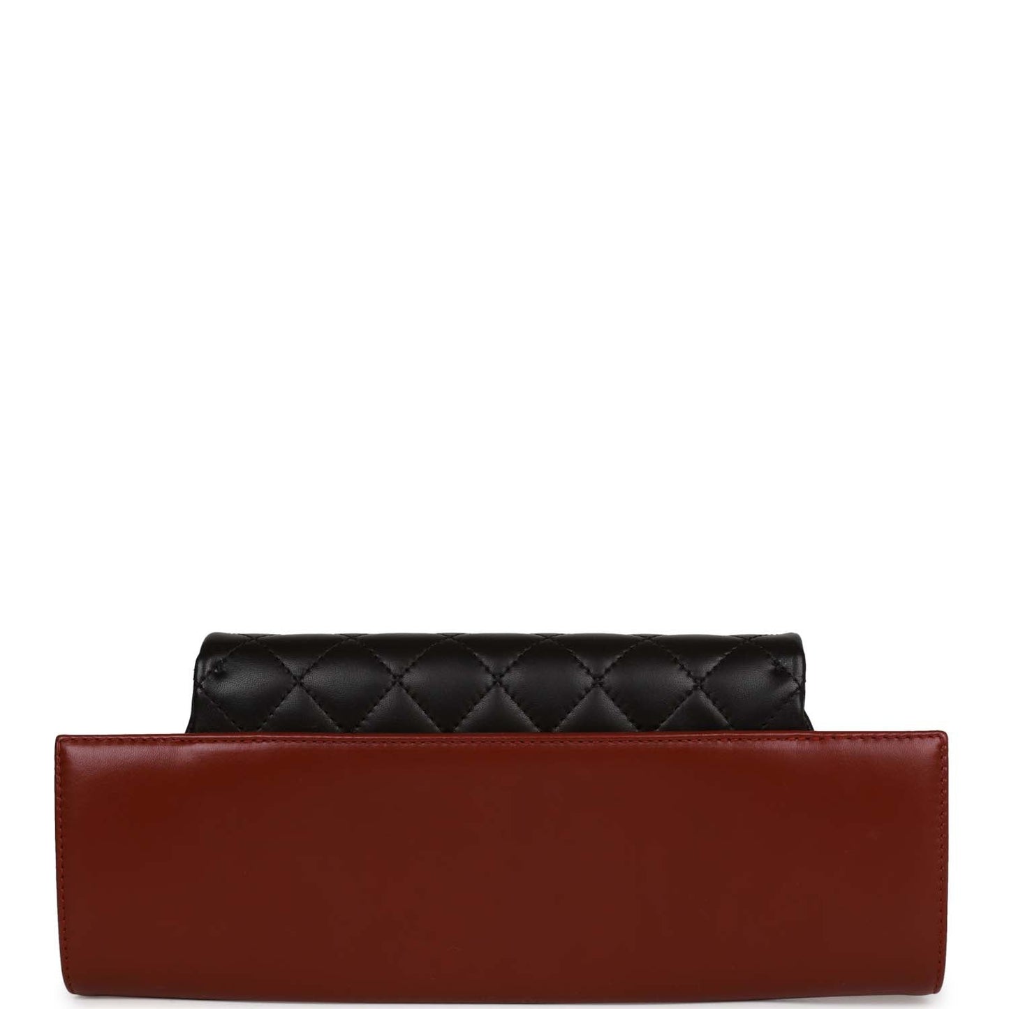 Chanel Classic Flap Gabrielle Brasserie Menu Clutch Burgundy and Black Lambskin Antique Gold Hardware