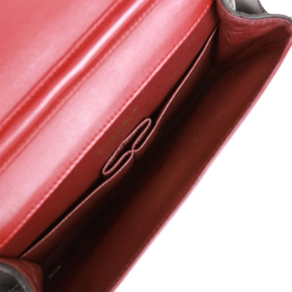 Chanel Classic Flap Gabrielle Brasserie Menu Clutch Burgundy and Black Lambskin Antique Gold Hardware