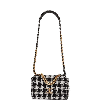 Chanel Medium 19 Flap Bag Black and White Tweed Mixed Hardware