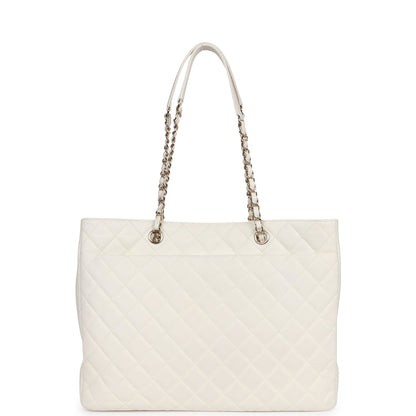 Chanel Large Classic Timeless Tote White Caviar Light Gold Hardware