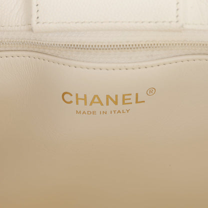 Chanel Large Classic Timeless Tote White Caviar Light Gold Hardware