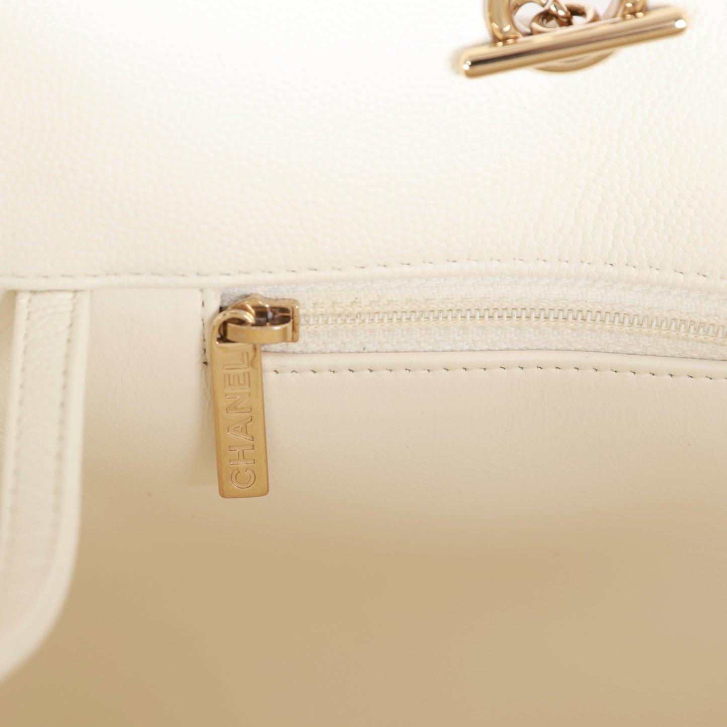 Chanel Large Classic Timeless Tote White Caviar Light Gold Hardware