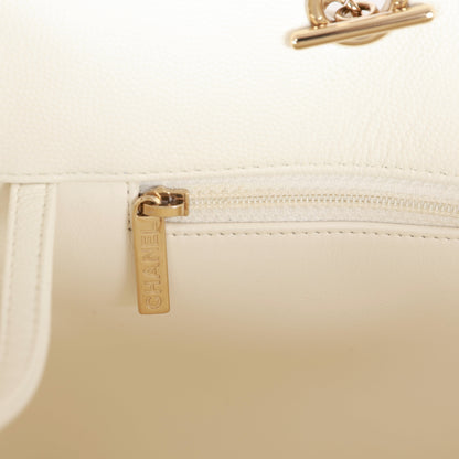 Chanel Large Classic Timeless Tote White Caviar Light Gold Hardware