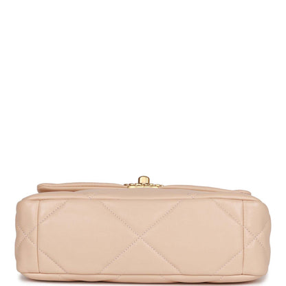Chanel Medium 19 Flap Bag Beige Calfskin Mixed Hardware