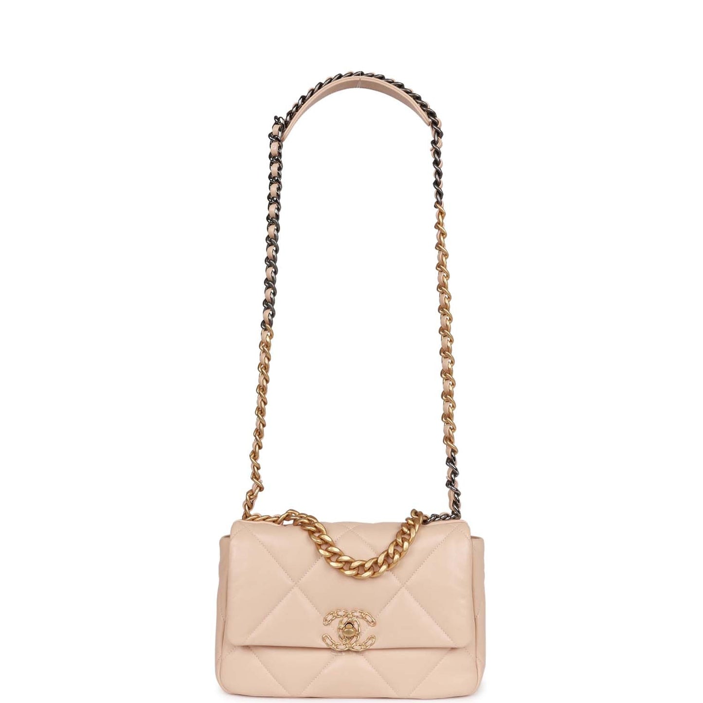 Chanel Medium 19 Flap Bag Beige Calfskin Mixed Hardware