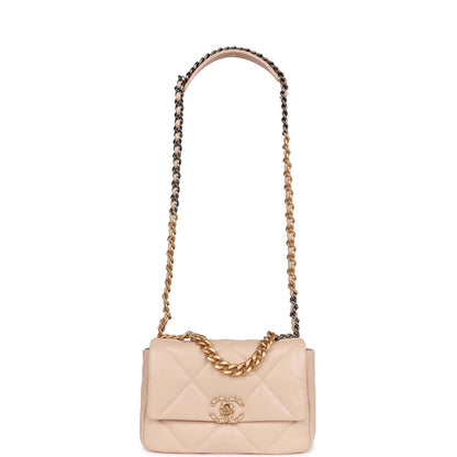 Chanel Medium 19 Flap Bag Beige Calfskin Mixed Hardware