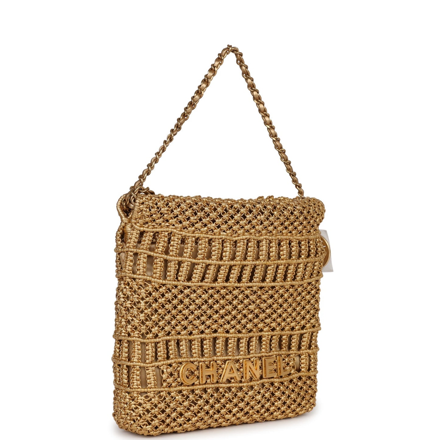 Chanel Mini 22 Bag Gold Macrame Calfskin Gold Hardware