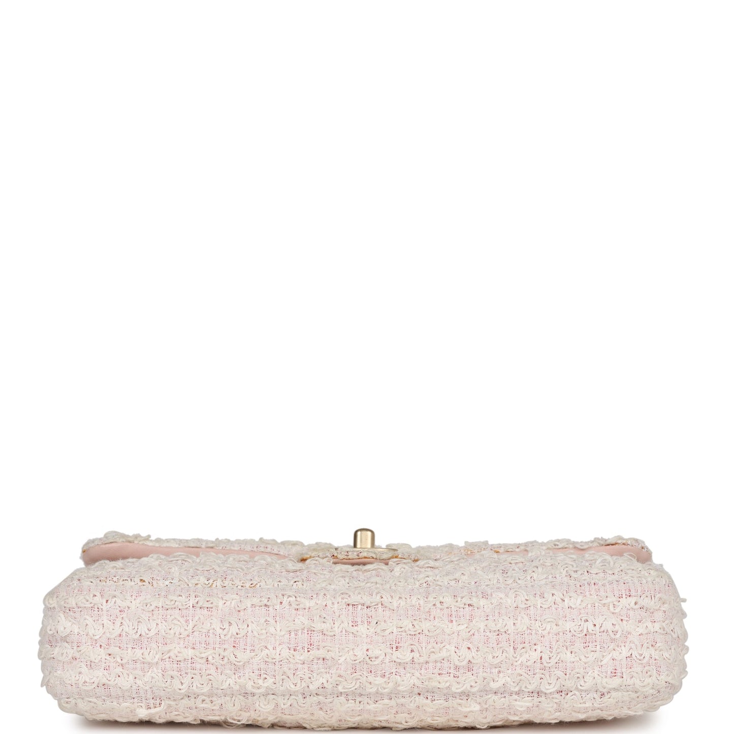Chanel Medium Single Flap Bag Pink and White Tweed Brushed Gold Hardware