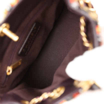 Chanel Small Drawstring Backpack Multicolored Tweed Antique Gold Hardware