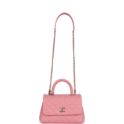 Chanel Small Coco Handle Dark Pink Caviar Light Gold Hardware