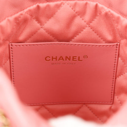 Chanel Mini 22 Bag Pink Shiny  Pebbled Calfskin Gold Hardware