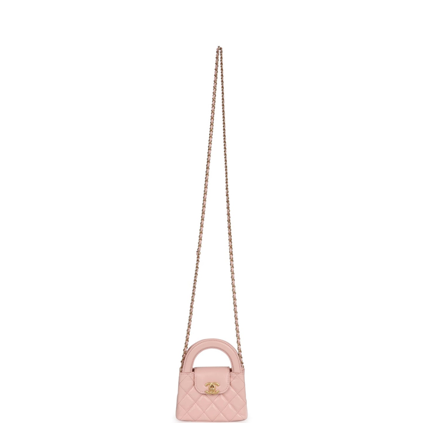 Chanel Nano Kelly Shopper Pink Shiny Aged Calfskin Brushed Gold Hardware