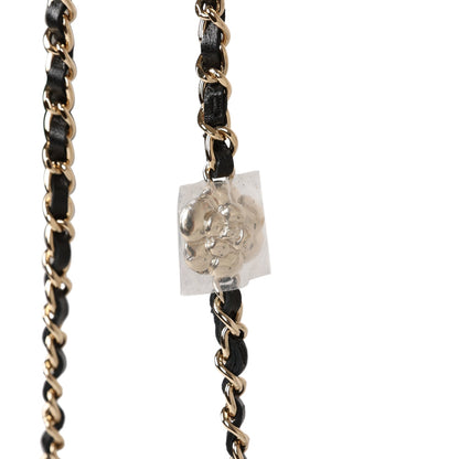Chanel Camellia Embossed Belt Bag Black Lambskin Light Gold Hardware
