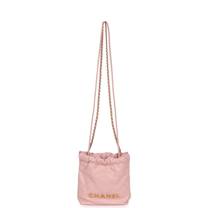 Chanel Mini 22 Bag Pink Calfskin Gold Hardware