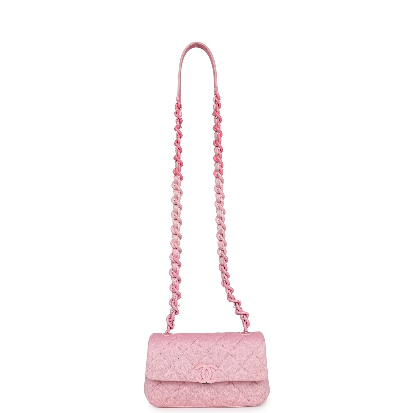Chanel Mini Flap Bag Pink Ombre Caviar Lacquered Metal Hardware