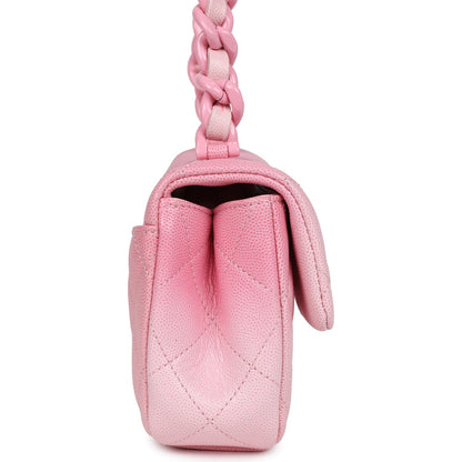 Chanel Mini Flap Bag Pink Ombre Caviar Lacquered Metal Hardware