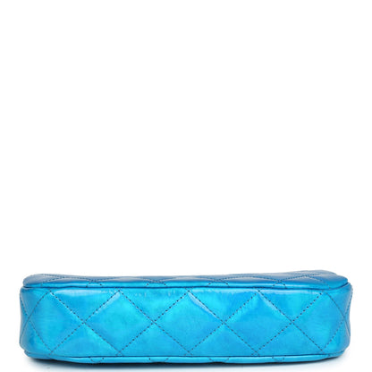 Chanel Mini Hobo Bag Blue Metallic Goatskin Silver Hardware