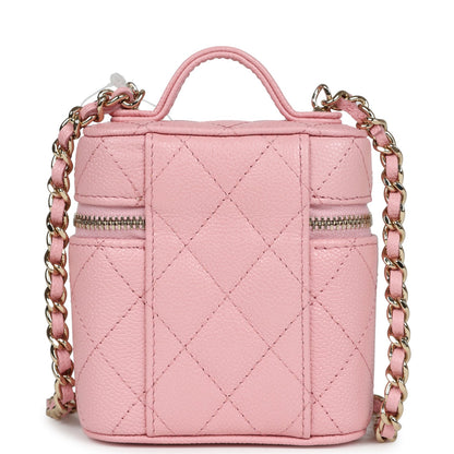Chanel Mini Top Handle Crossbody Vanity Case Pink Caviar Gold Hardware