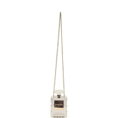 Chanel Minaudiere No. 5 Perfume Clutch Transparent Plexiglass Light Gold Hardware