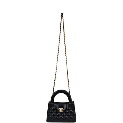 Chanel Small Kelly Shopper Black Shiny Aged Calfskin Brushed Gold Hardware