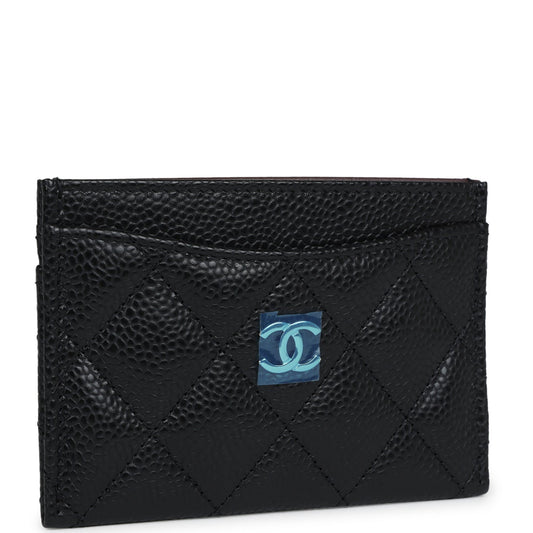 Chanel Classic Card Holder Black Caviar Silver Hardware