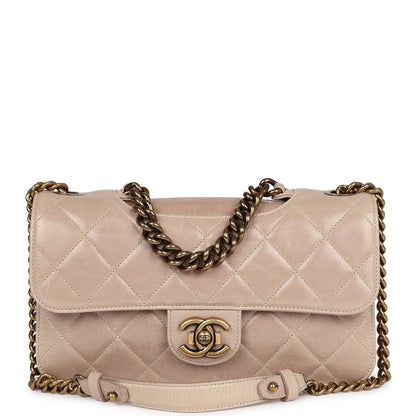 Chanel Perfect Edge Flap Bag Beige Aged Calfskin Antique Gold Hardware