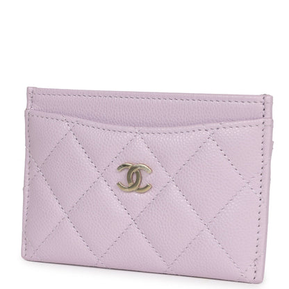 Chanel Card Holder Wallet Lilac Caviar Gold Hardware