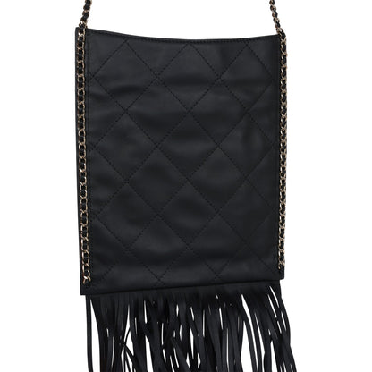 Chanel Small CC Fringe Shopping Bag Black Calfskin Light Gold Hardware