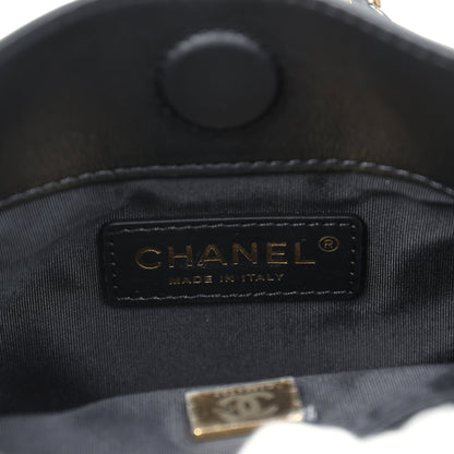 Chanel Small CC Fringe Shopping Bag Black Calfskin Light Gold Hardware